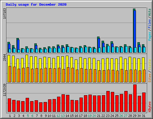 Daily usage for December 2020