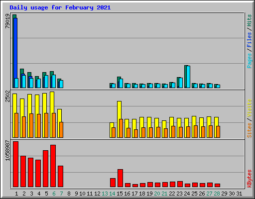 Daily usage for February 2021