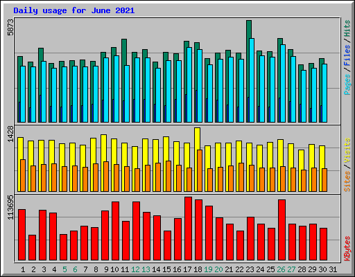 Daily usage for June 2021
