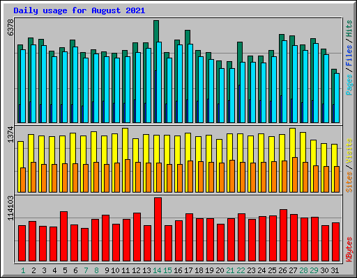 Daily usage for August 2021