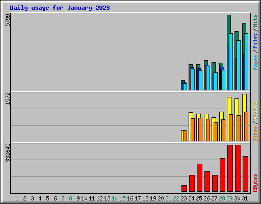 Daily usage for January 2023