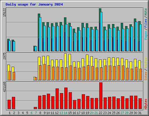 Daily usage for January 2024