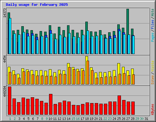 Daily usage for February 2025