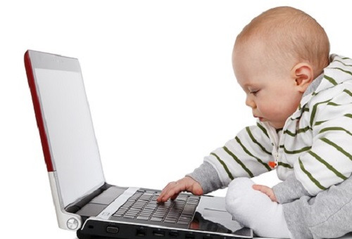 baby with computer